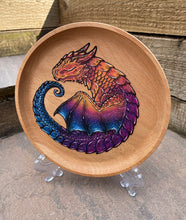 Load image into Gallery viewer, Sleepy Sunset Dragon Handpainted Wooden Trinket Dish