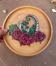 Load image into Gallery viewer, Flower Dragon Handpainted Wooden Trinket Dish