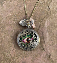 Load image into Gallery viewer, Green Steampunk Pocket Watcher