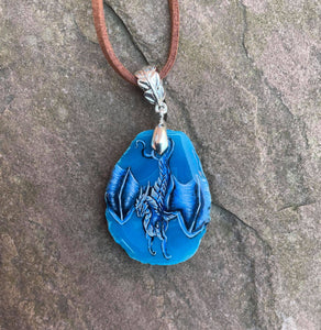 Diving Blue Dragonagate Pendant