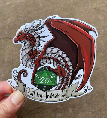 Roll for Initiative Dragon Vinyl Sticker