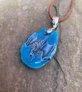 Diving Blue Dragonagate Pendant