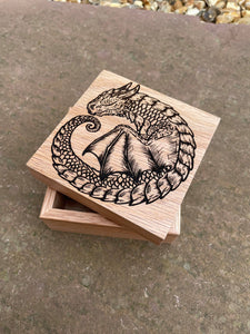 Sleepy Dragon 9cm Wooden Box