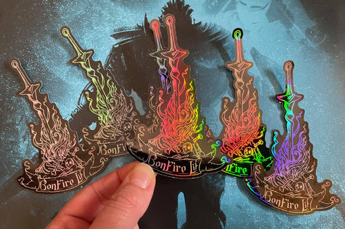 Bonfire Lit Holo Vinyl Sticker