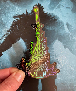 Bonfire Lit Holo Vinyl Sticker