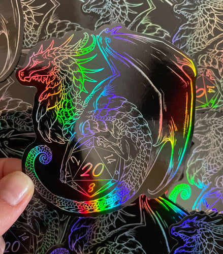 D20 Dragon Holo Vinyl Sticker
