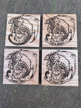 Load image into Gallery viewer, D20 Dragons Wooden Coaster Set