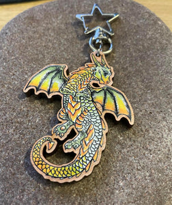 Little Dragon 2" Printed Cherry Wood Charm