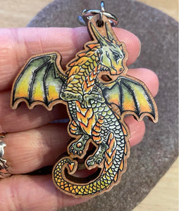 Little Dragon 2" Printed Cherry Wood Charm