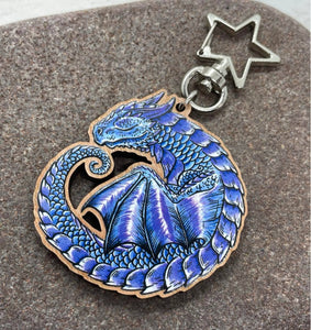 Sleepy Dragon 2" Printed Cherry Wood Charm