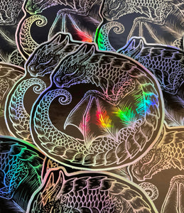 Sleepy Dragon Holographic Vinyl Sticker
