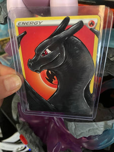 Shiny Charizard Hand painted Energy Card