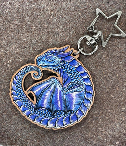 Sleepy Dragon 2" Printed Cherry Wood Charm