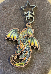 Little Dragon 2" Printed Cherry Wood Charm