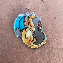 Load image into Gallery viewer, Charizard Inspired Dragon Metal Pin Badge