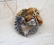 Load image into Gallery viewer, Sterling Silver Dragon/Wolf Friendship Pendant Set