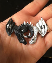 Load image into Gallery viewer, Choose your Colours: Dragon Embrace Pewter Pendant