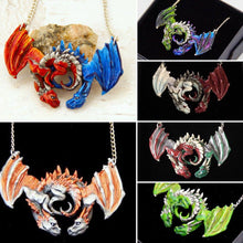 Load image into Gallery viewer, Choose your Colours: Dragon Embrace Pewter Pendant