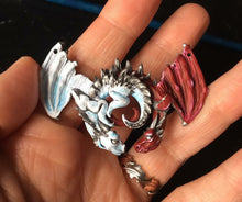 Load image into Gallery viewer, Choose your Colours: Dragon Embrace Pewter Pendant