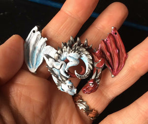 Choose your Colours: Dragon Embrace Pewter Pendant