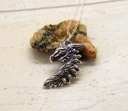 Sterling Silver Dragon Head Pendant (Right)