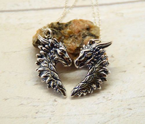 Sterling Silver Dragon Friendship Pendant Set