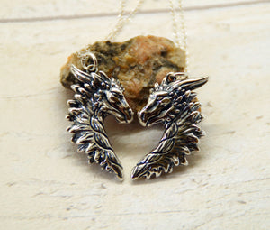 Sterling Silver Dragon Friendship Pendant Set