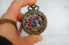 Load image into Gallery viewer, Red Steampunk Pocket Watcher