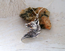 Load image into Gallery viewer, Sterling Silver Wolf Head Pendant (Right)