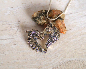 Sterling silver Love Dragon/Wolf pendant