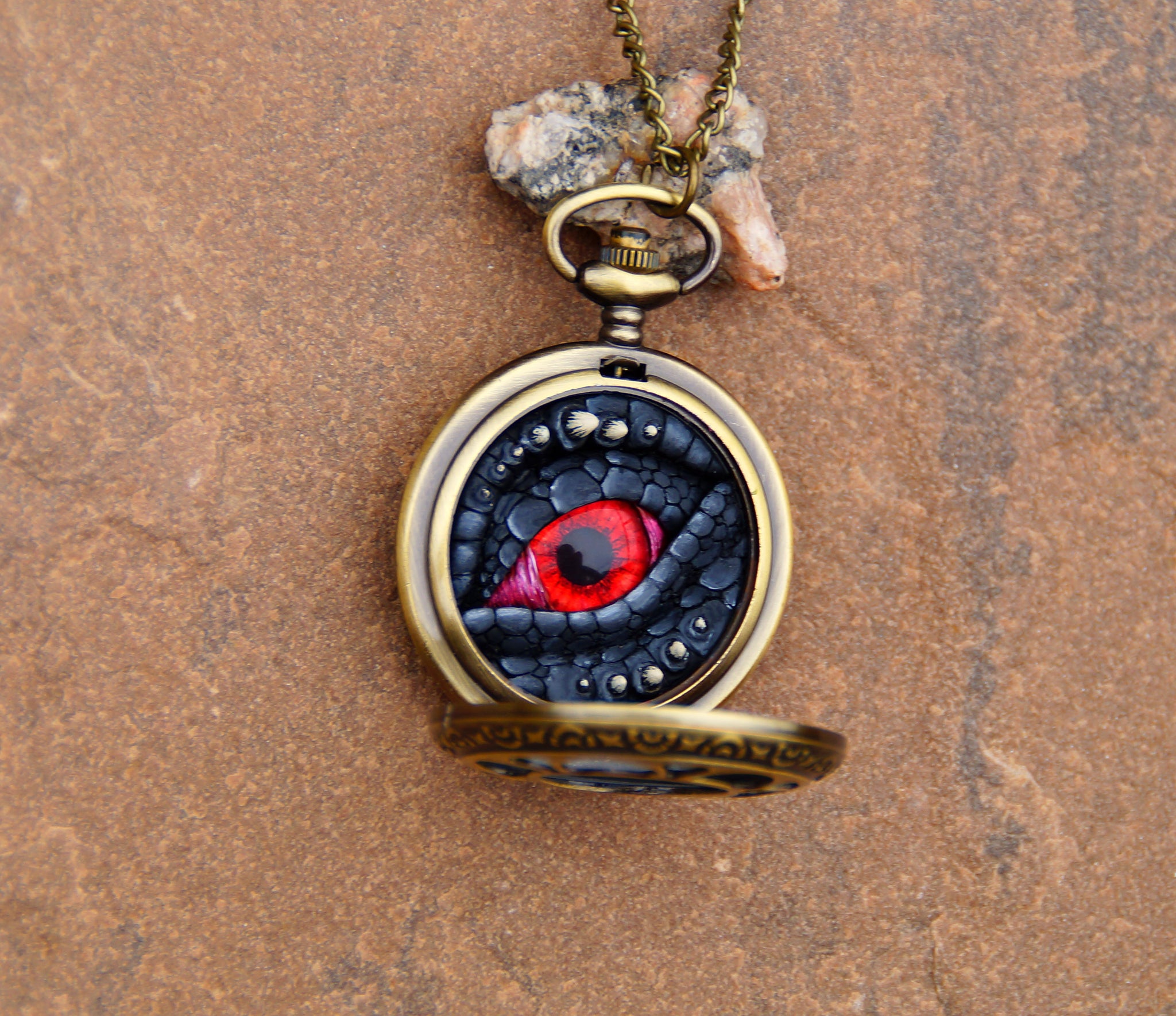 Black Red Pocket Watcher Little Dragon Designs
