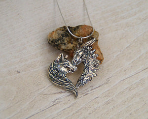 Sterling silver Love Wolf/Dragon pendant