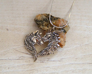 Sterling silver Love Wolf/Dragon pendant