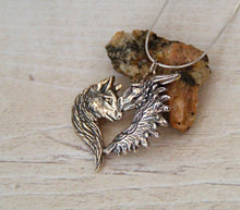 Load image into Gallery viewer, Sterling silver Love Wolf/Dragon pendant
