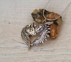 Sterling silver Love Wolf/Dragon pendant