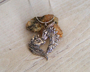 Sterling silver Love Wolf/Dragon pendant