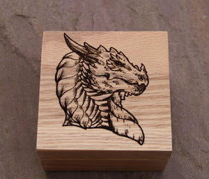 Noble Dragon Solid Oak 9cm Wooden Box