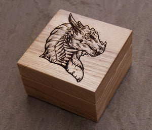 Noble Dragon Solid Oak 9cm Wooden Box