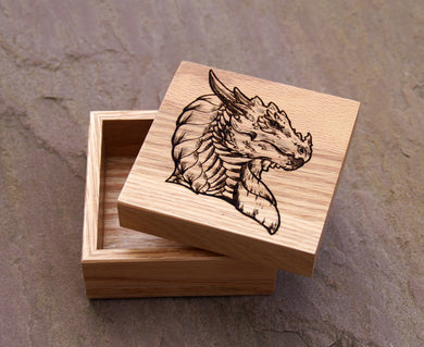 Noble Dragon Solid Oak 9cm Wooden Box