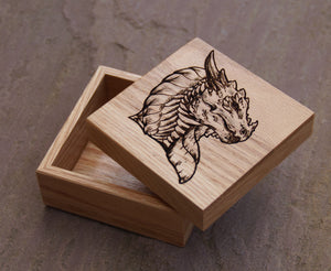 Noble Dragon Solid Oak 9cm Wooden Box