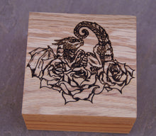 Load image into Gallery viewer, Rose Dragon Hatchling Solid Oak 9cm Wooden Box (Made to Order)