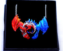 Load image into Gallery viewer, Choose your Colours: Dragon Embrace Pewter Pendant