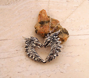 Sterling silver Love Dragon pendant
