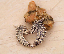 Load image into Gallery viewer, Sterling silver Love Dragon pendant