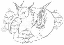 Load image into Gallery viewer, (Digital Download) Halloween Dragon Lineart Colouring Page A4