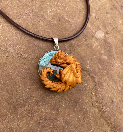 Labradorite Dragon Pendant (Custom Paint)