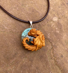 Labradorite Dragon Pendant (Custom Paint)