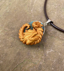 Labradorite Dragon Pendant (Custom Paint)