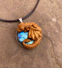 Load image into Gallery viewer, Guardian Labradorite Dragon Necklace (Custom Paint)