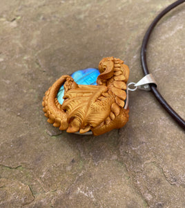 Guardian Labradorite Dragon Necklace (Custom Paint)